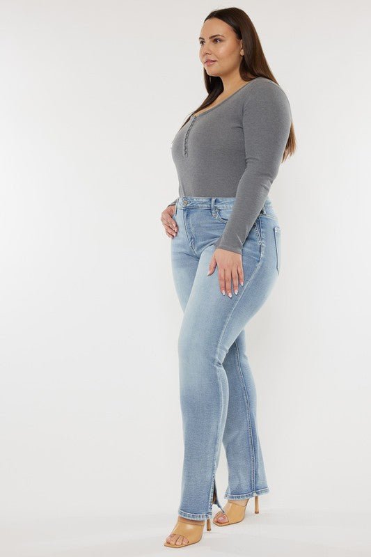 Plus Mid Rise Y2K Medium Wash Bootcut Jeans - Too Dimes Boutique