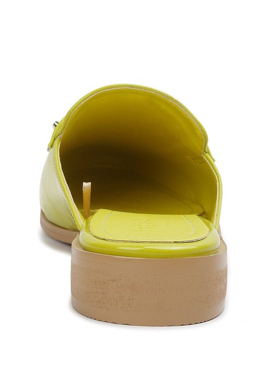 YASHTA Patent Studded Flat Mules - Too Dimes Boutique