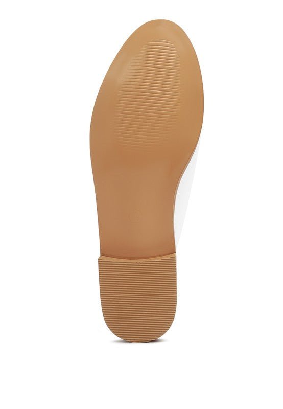 YASHTA Patent Studded Flat Mules - Too Dimes Boutique