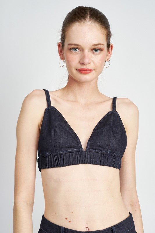 DENIM BUSTIER TOP - Too Dimes Boutique