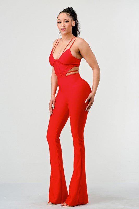 DOUBLE SPAGHETTI STRAP BODYCON JUMPSUIT - Too Dimes Boutique