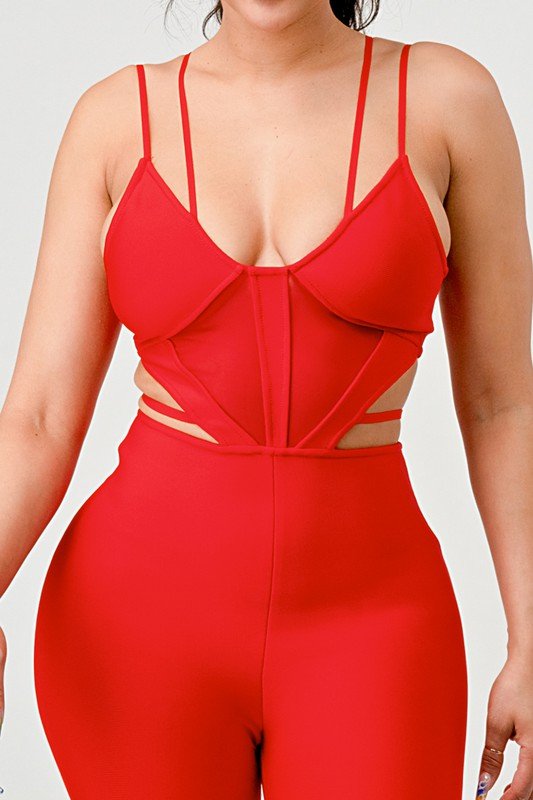 DOUBLE SPAGHETTI STRAP BODYCON JUMPSUIT - Too Dimes Boutique