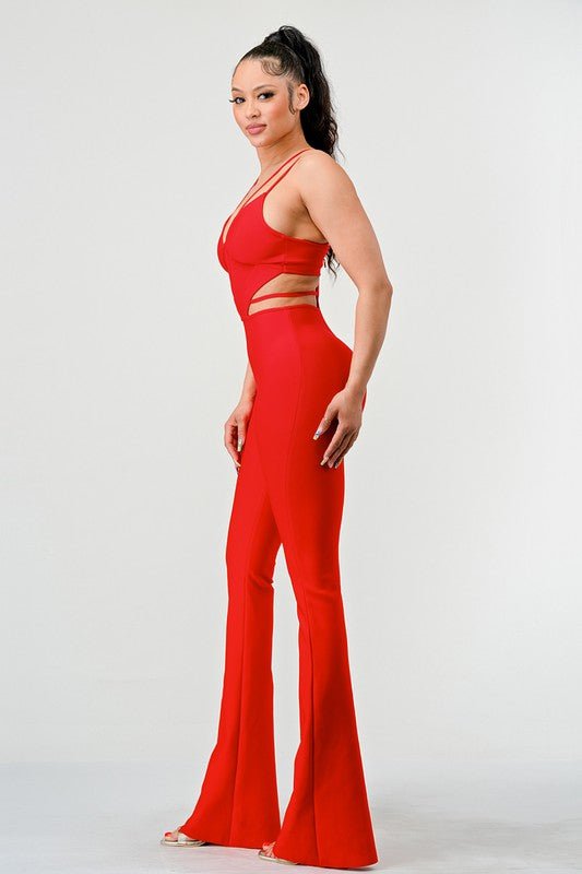DOUBLE SPAGHETTI STRAP BODYCON JUMPSUIT - Too Dimes Boutique