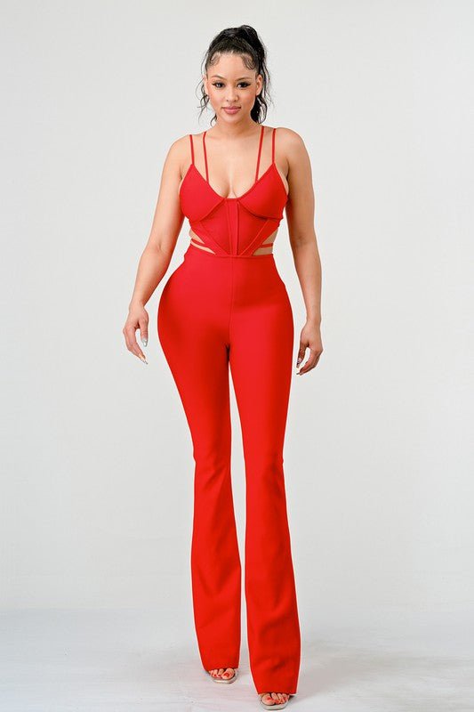 DOUBLE SPAGHETTI STRAP BODYCON JUMPSUIT - Too Dimes Boutique
