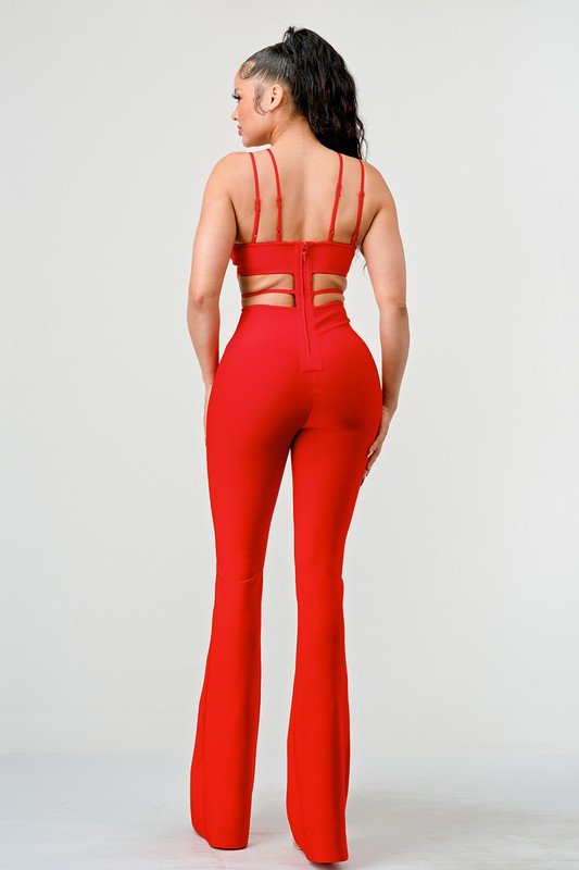 DOUBLE SPAGHETTI STRAP BODYCON JUMPSUIT - Too Dimes Boutique
