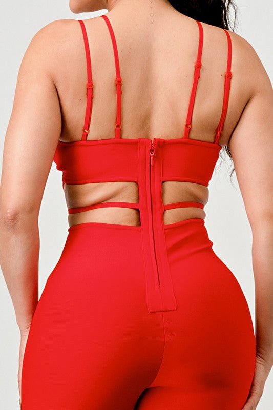 DOUBLE SPAGHETTI STRAP BODYCON JUMPSUIT - Too Dimes Boutique