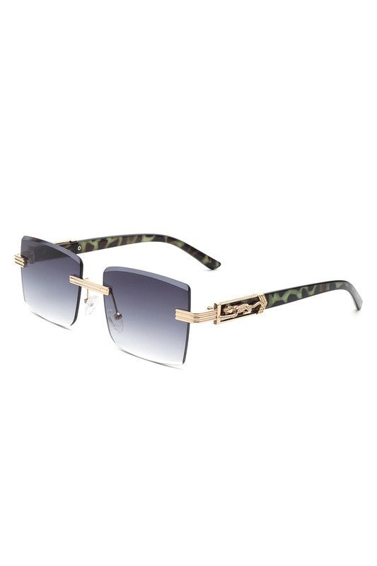 Rimless Square Retro Tinted Fashion Sunglasses - Too Dimes Boutique