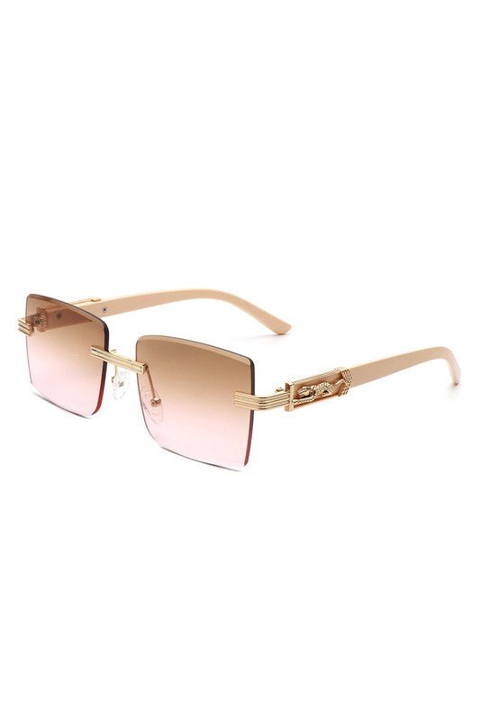 Rimless Square Retro Tinted Fashion Sunglasses - Too Dimes Boutique