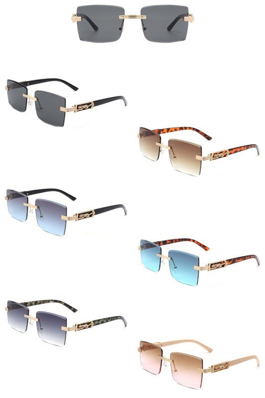 Rimless Square Retro Tinted Fashion Sunglasses - Too Dimes Boutique