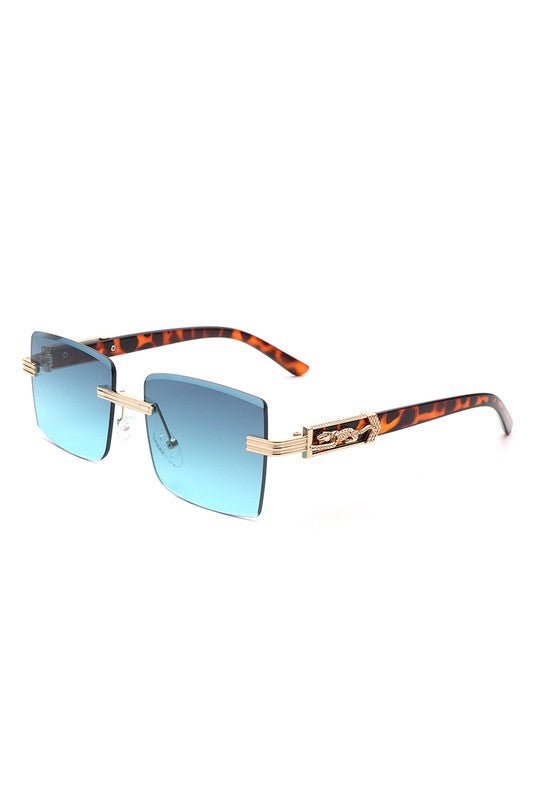 Rimless Square Retro Tinted Fashion Sunglasses - Too Dimes Boutique
