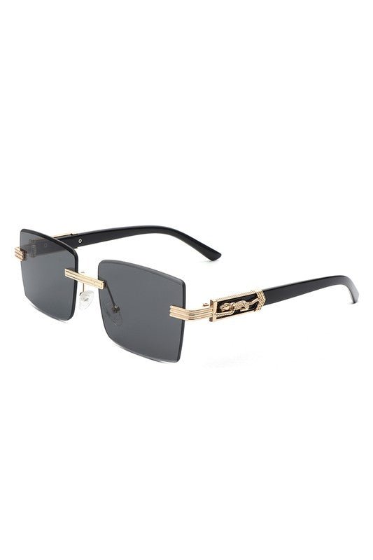 Rimless Square Retro Tinted Fashion Sunglasses - Too Dimes Boutique