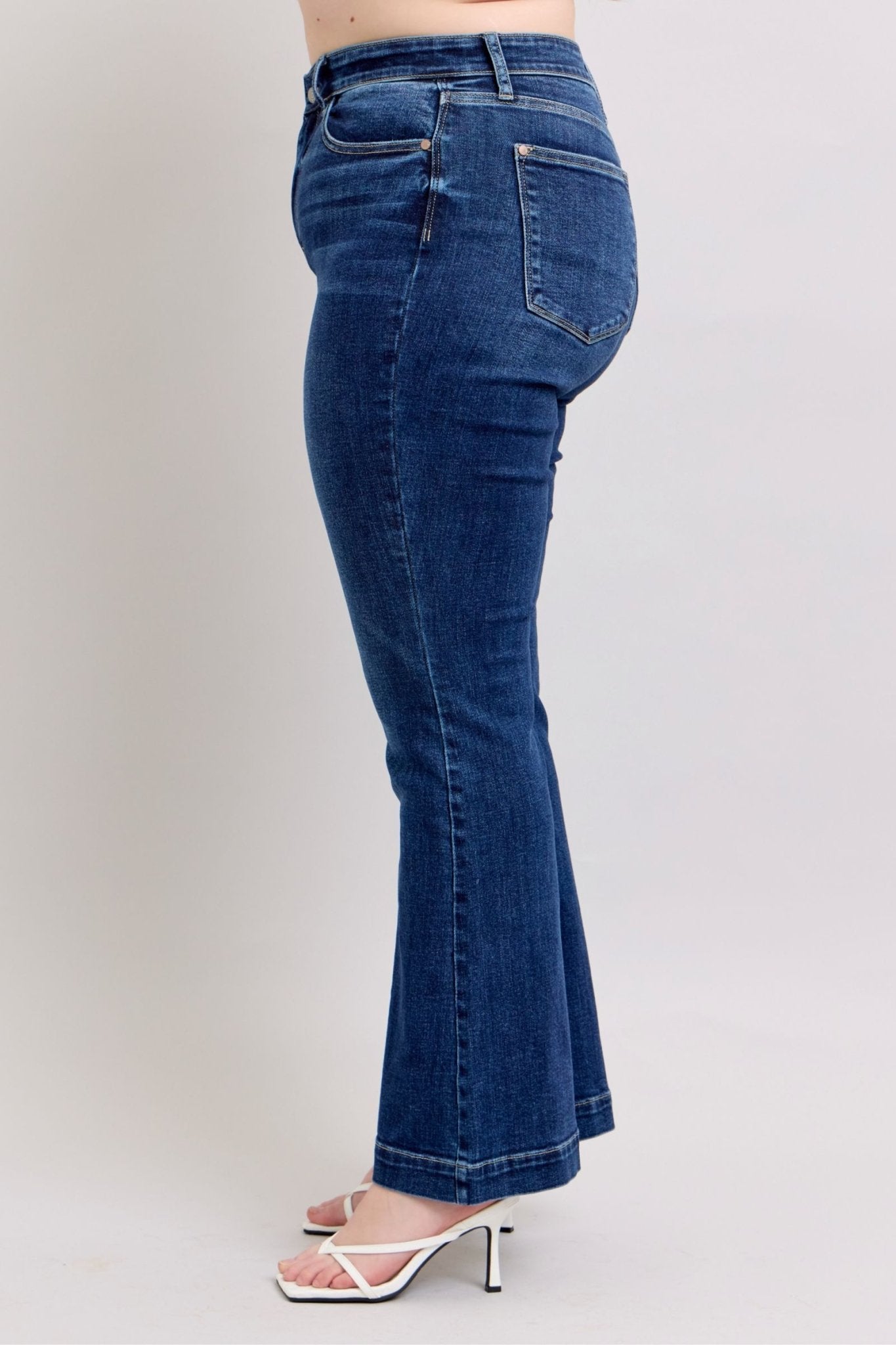 Judy Blue Full Size High Rise Flare Jeans with Pockets Plus Size - Too Dimes Boutique