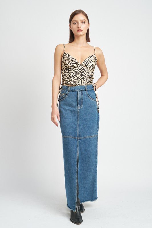ZEBRA PRINT RUCHED CORSET TOP - Too Dimes Boutique