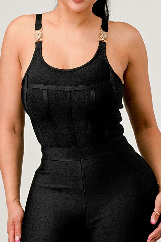 BODYCON BANDAGE JUMPSUIT - Too Dimes Boutique