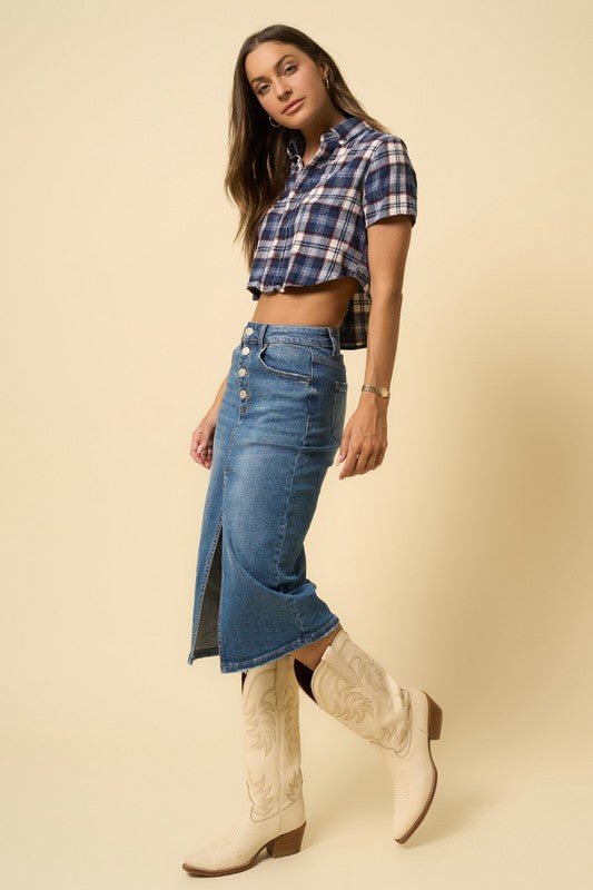 FRONT SLIT MIDI SKIRT - Too Dimes Boutique