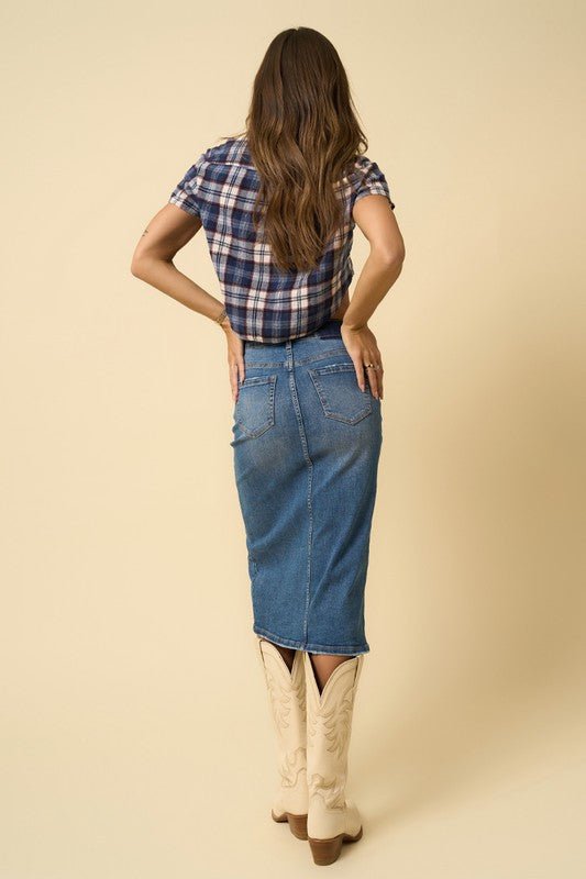 FRONT SLIT MIDI SKIRT - Too Dimes Boutique