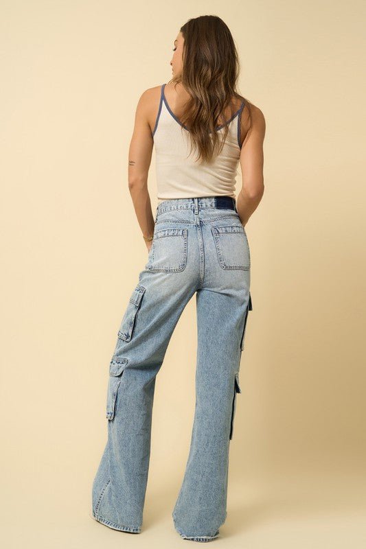 CROSSOVER RELAXED CARGO JEANS - Too Dimes Boutique