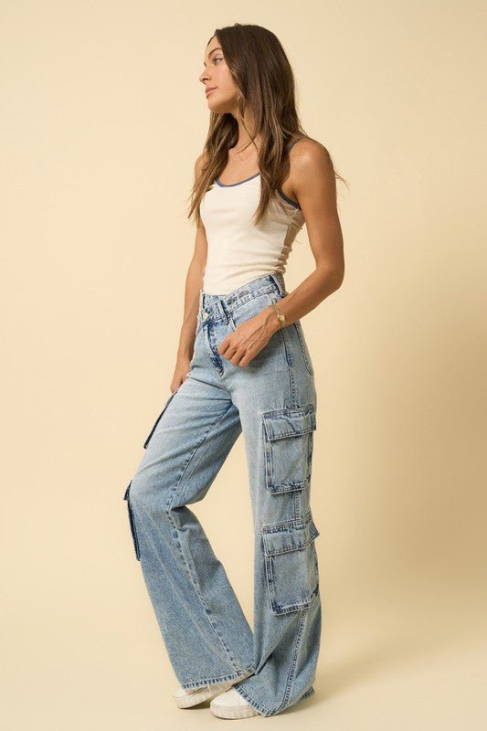 CROSSOVER RELAXED CARGO JEANS - Too Dimes Boutique