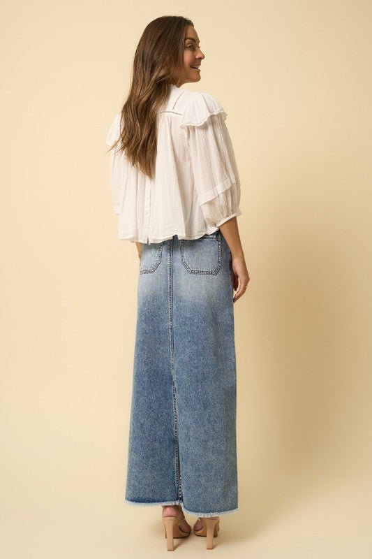 HIGH RISE FLARED MAXI SKIRT - Too Dimes Boutique