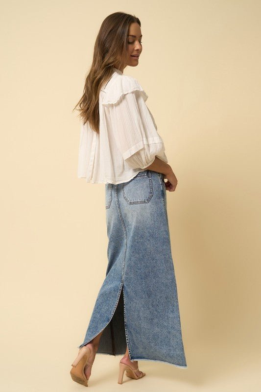 HIGH RISE FLARED MAXI SKIRT - Too Dimes Boutique
