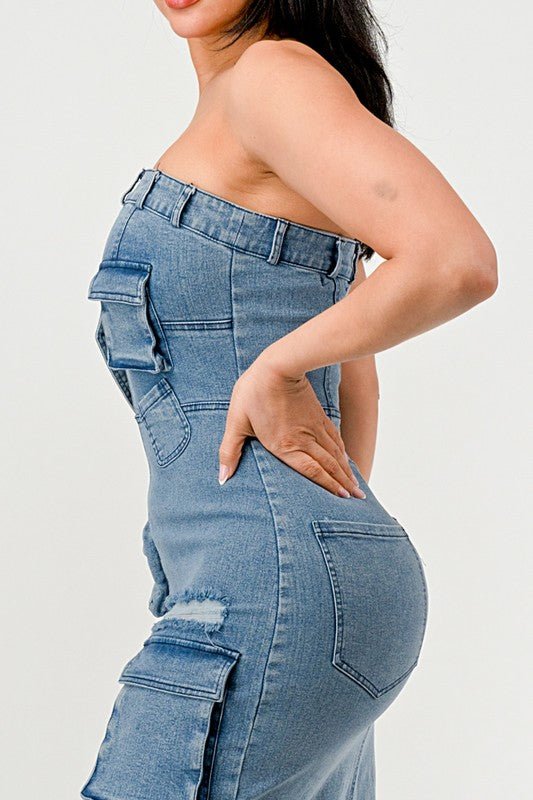 Urban Chic Denim Gown - Too Dimes Boutique