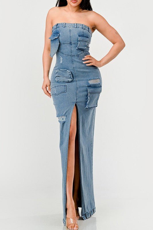 Urban Chic Denim Gown - Too Dimes Boutique