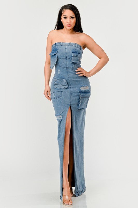 Urban Chic Denim Gown - Too Dimes Boutique