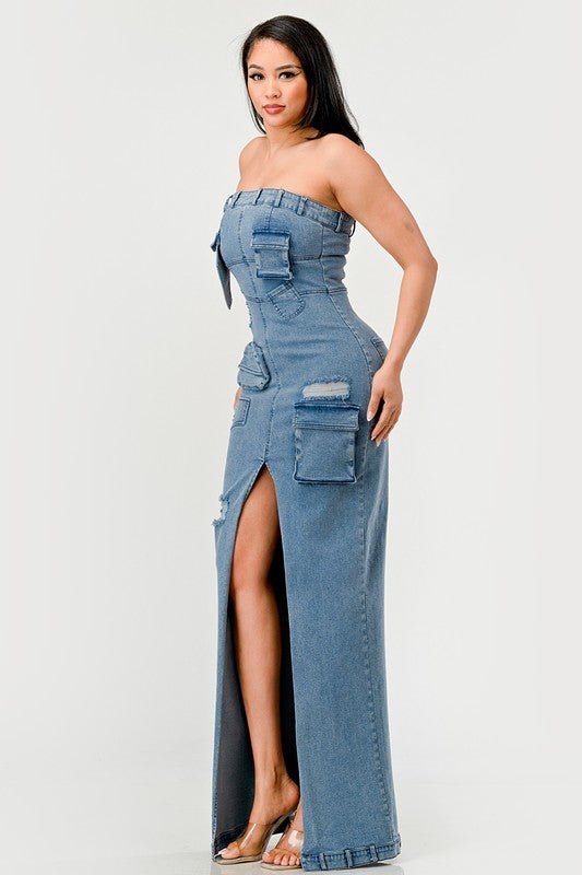 Urban Chic Denim Gown - Too Dimes Boutique