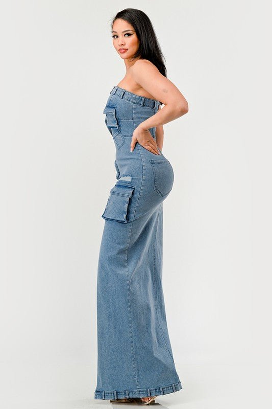 Urban Chic Denim Gown - Too Dimes Boutique