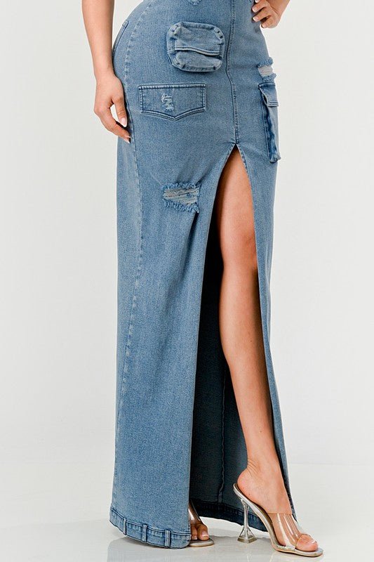 Urban Chic Denim Gown - Too Dimes Boutique