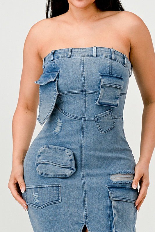 Urban Chic Denim Gown - Too Dimes Boutique