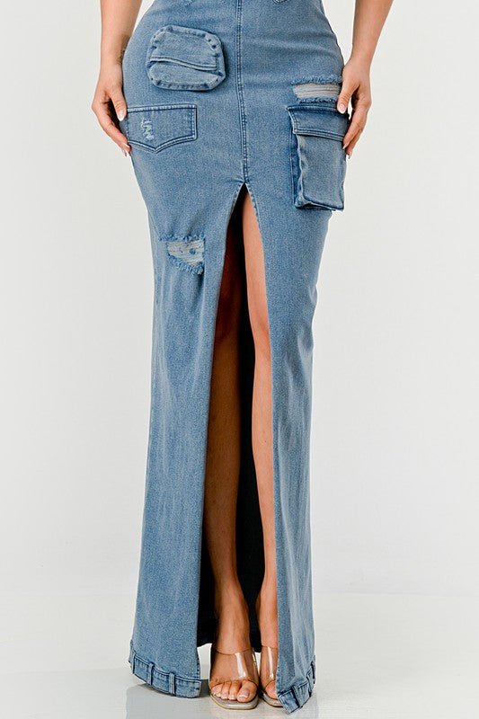 Urban Chic Denim Gown - Too Dimes Boutique
