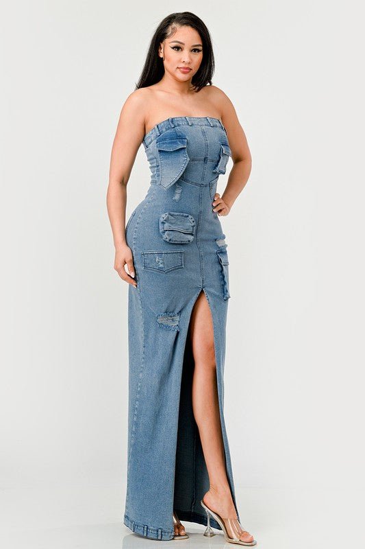 Urban Chic Denim Gown - Too Dimes Boutique