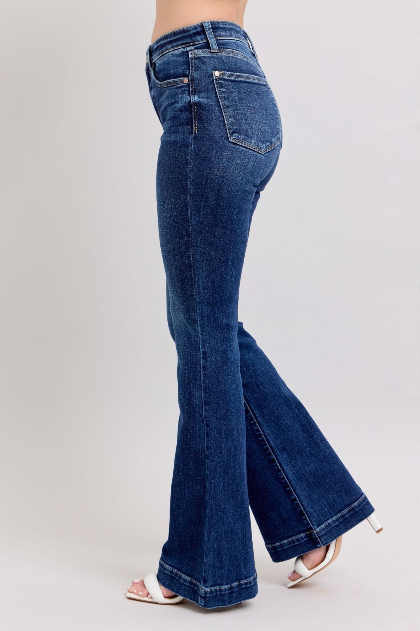 Judy Blue Full Size High Rise Flare Jeans with Pockets Plus Size - Too Dimes Boutique