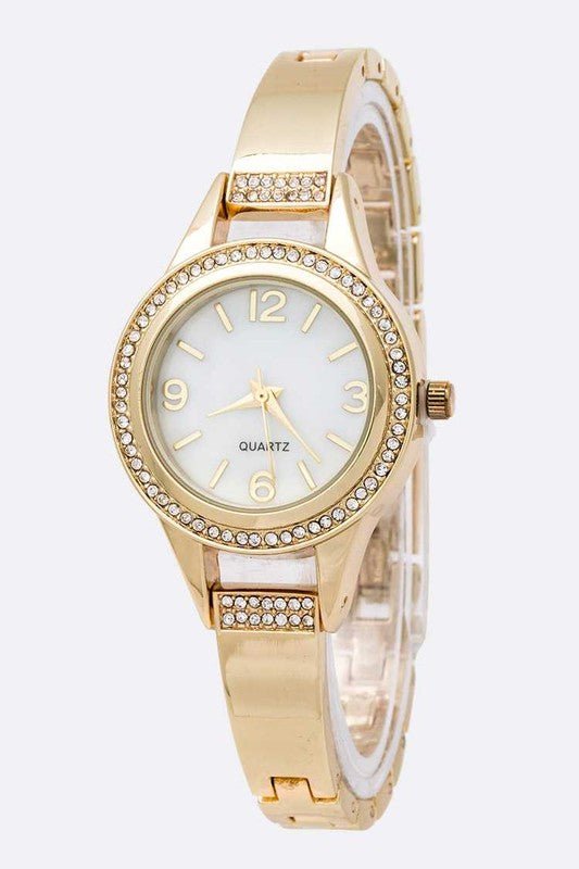 Crystal Bezel Bracelet Watch Set - Too Dimes Boutique