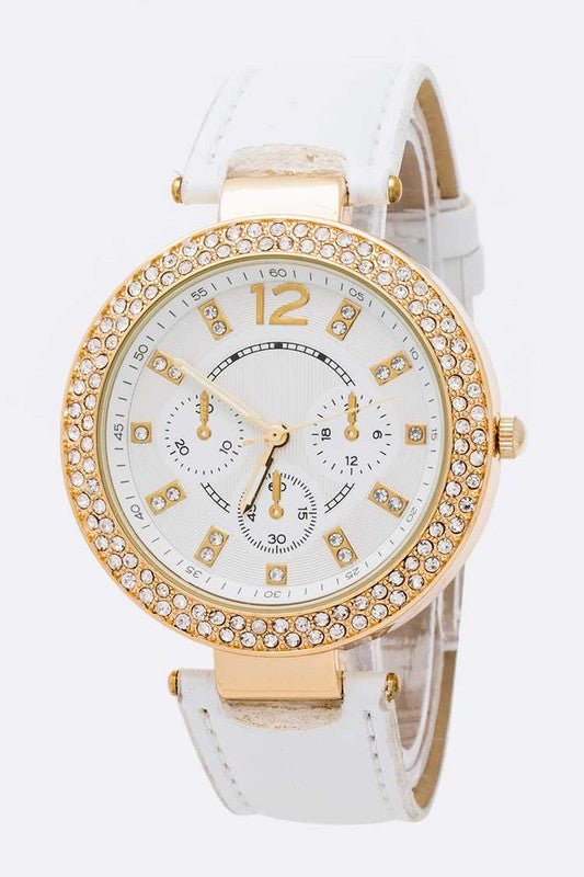 Crystal Bezel Fashion Watch Bracelet Set - Too Dimes Boutique