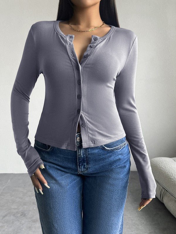 Womens Tunic Shirts Scoop Neck Button Down Blouses - Too Dimes Boutique