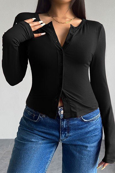 Womens Tunic Shirts Scoop Neck Button Down Blouses - Too Dimes Boutique