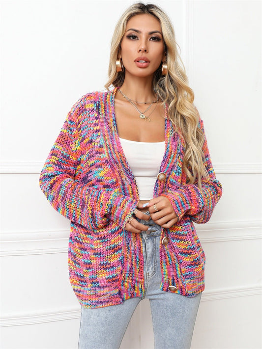 Angel Wings Button Up Dropped Shoulder Cardigan - Too Dimes Boutique