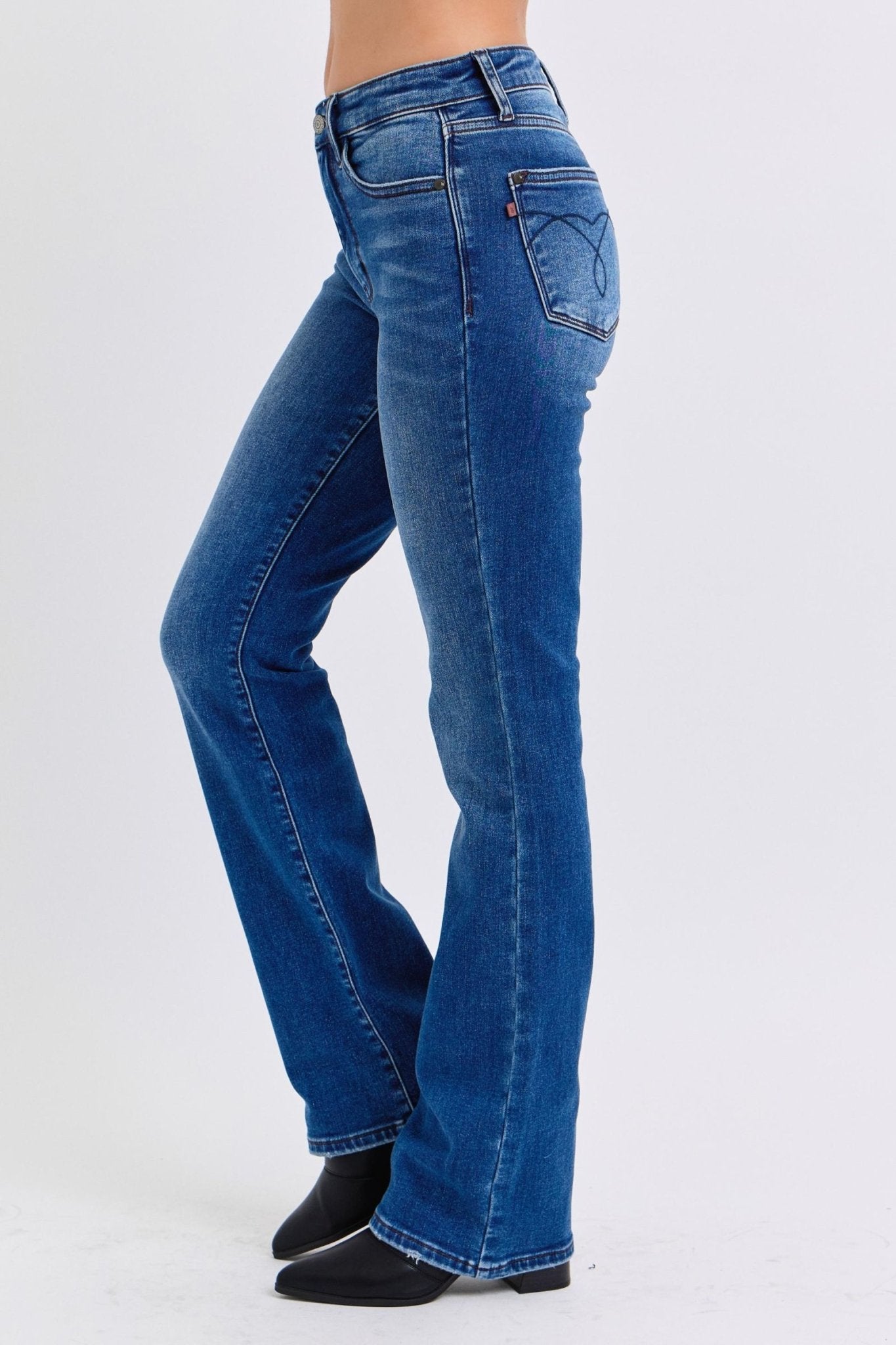 Judy Blue Full Size Run Mid - Rise Bootcut Jeans with Thermal Lining - Too Dimes Boutique