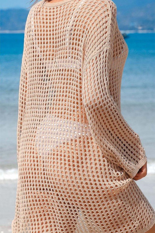 Crochet Side Split Beach Coverups Swimwear Dress - Too Dimes Boutique