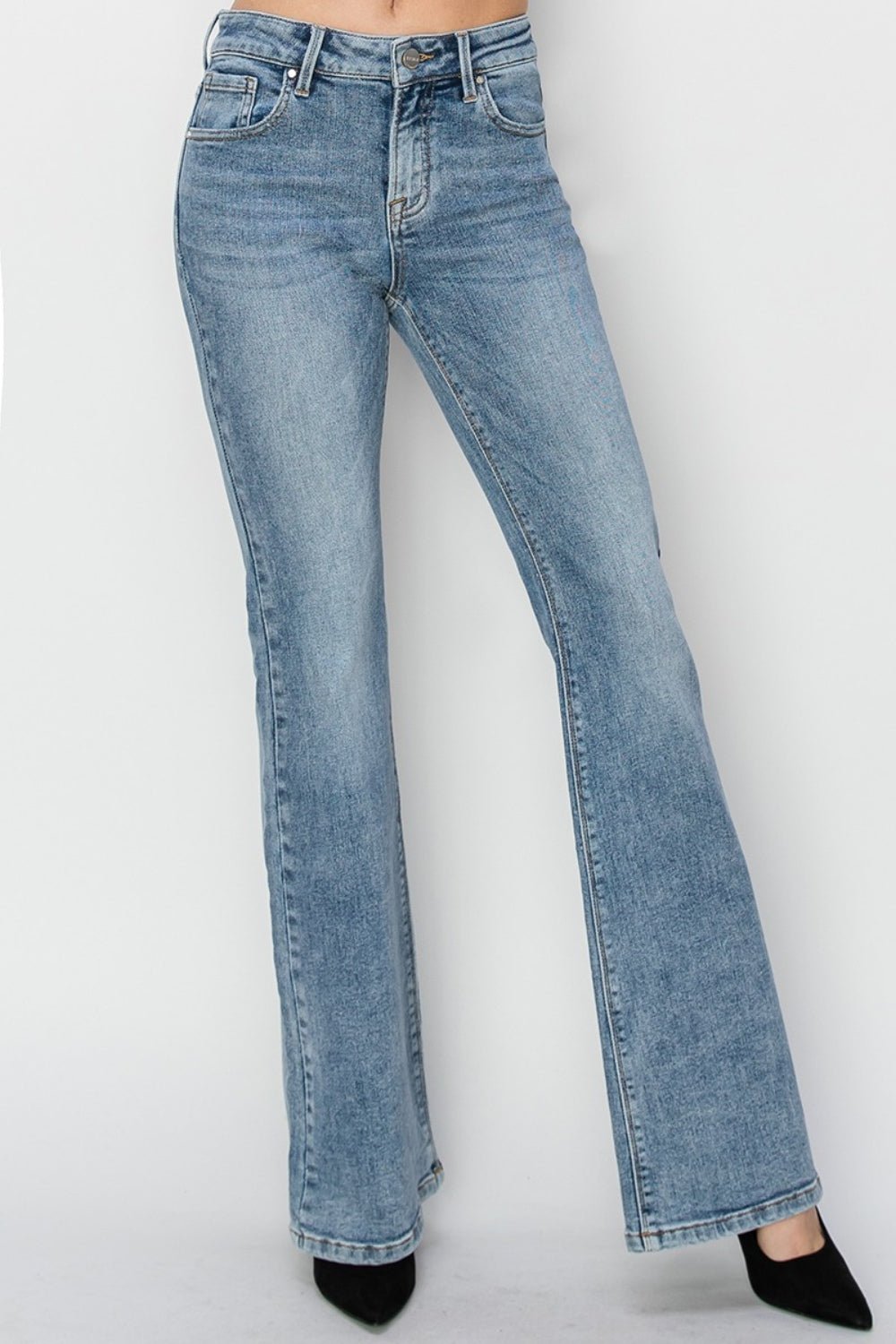 RISEN Full Size Mid Rise Bootcut Jeans - Too Dimes Boutique