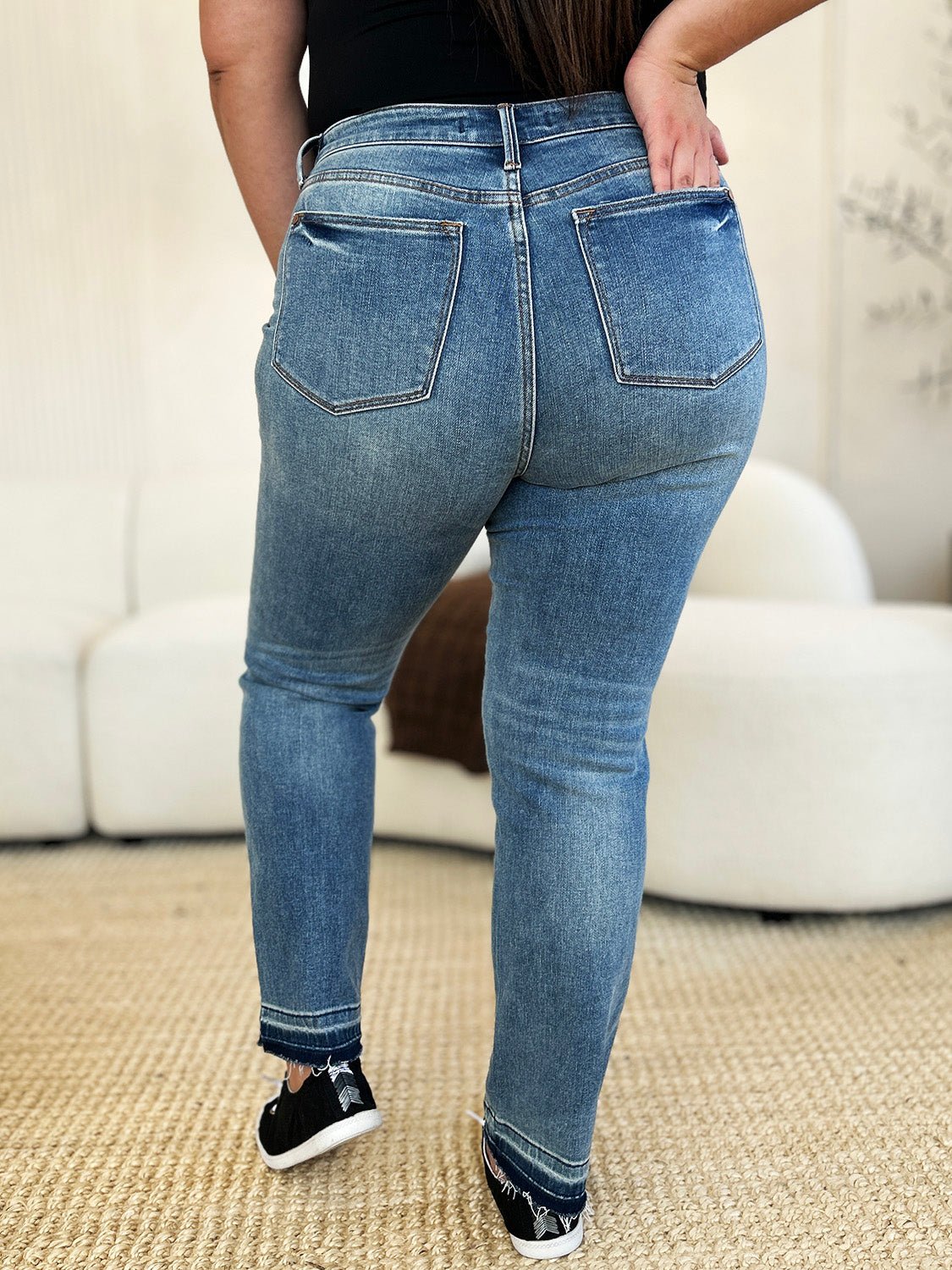 Judy Blue Full Size Mid Rise Rigid Magic Release Hem Jeans - Too Dimes Boutique