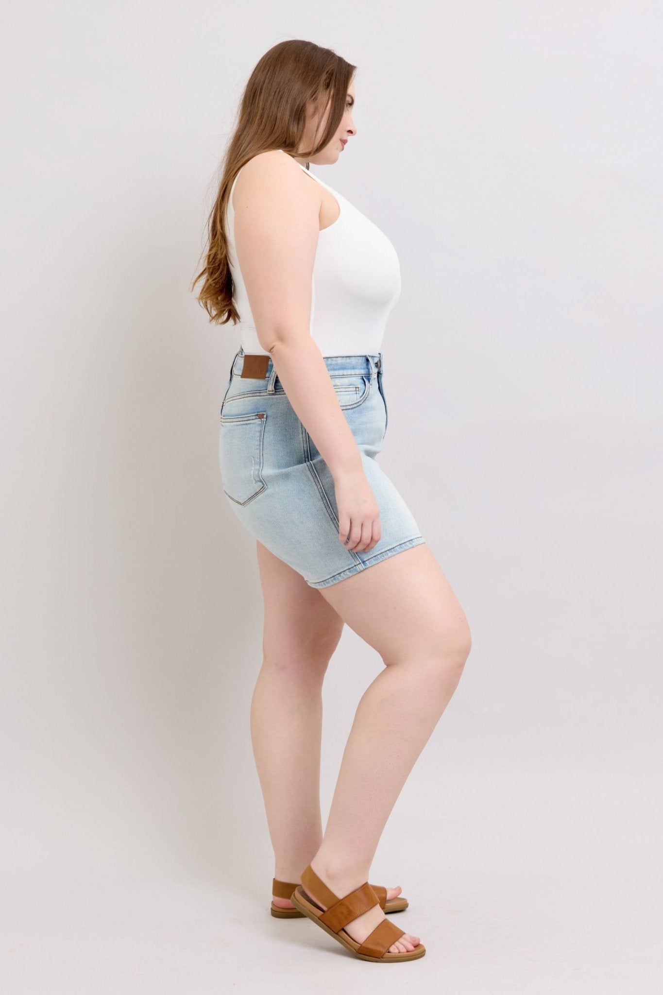 Judy Blue Full Size 2 Button Denim Shorts with Pockets Plus Size - Too Dimes Boutique