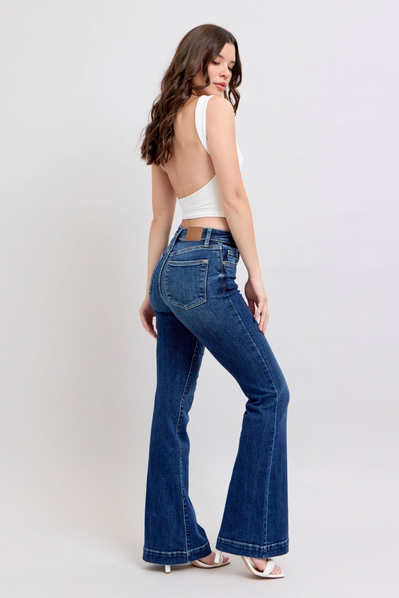 Judy Blue Full Size High Rise Flare Jeans with Pockets Plus Size - Too Dimes Boutique