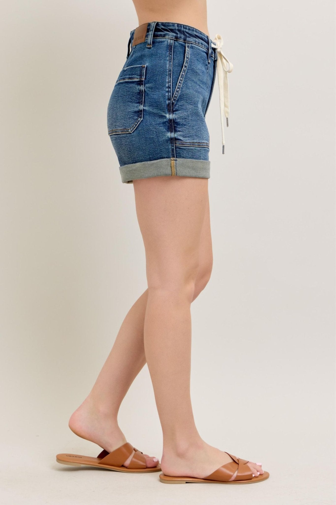 Judy Blue Full Size High Rise Cuff Denim Shorts Plus Size - Too Dimes Boutique