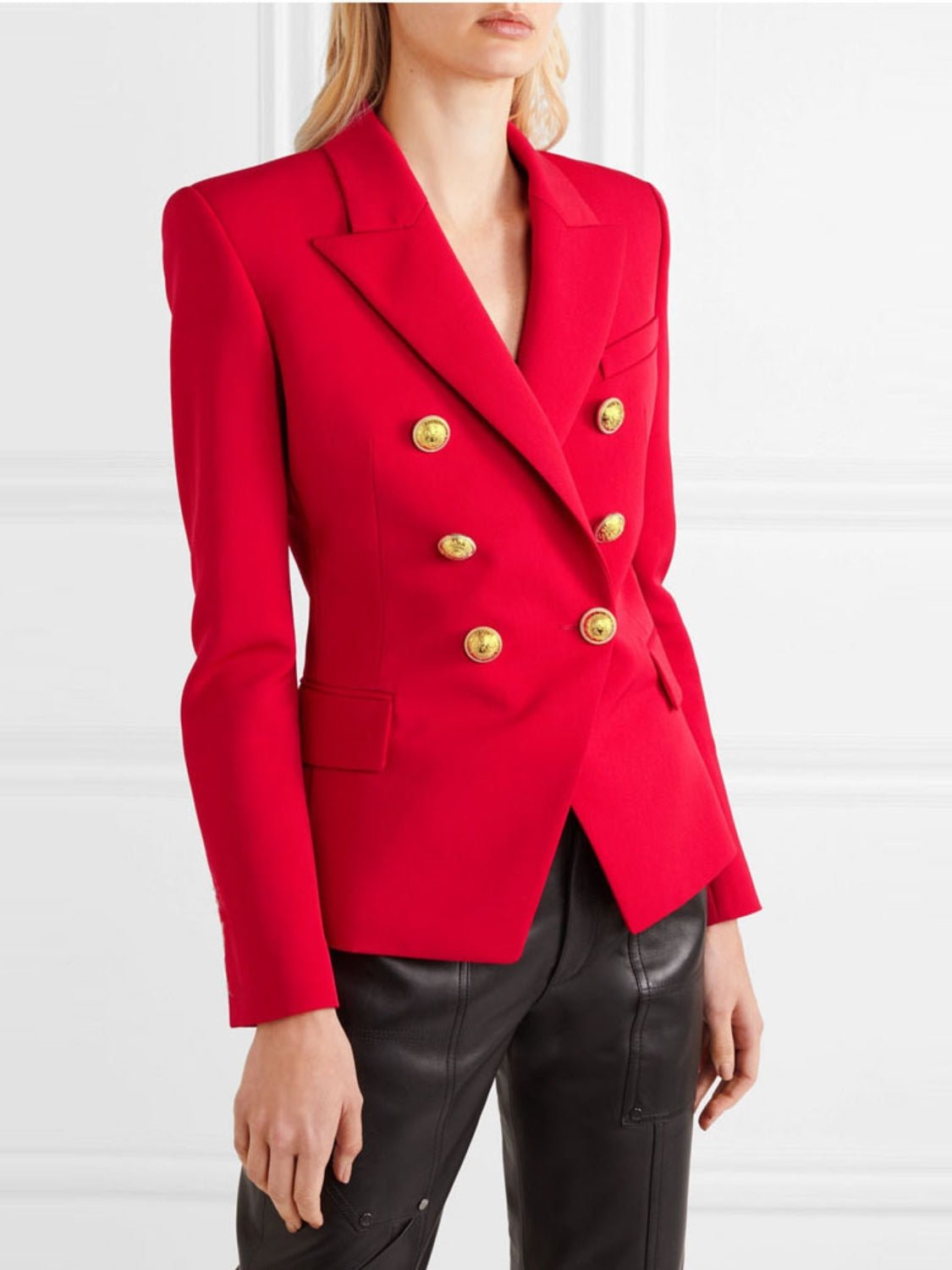 Lapel Collar Long Sleeve Blazer - Too Dimes Boutique