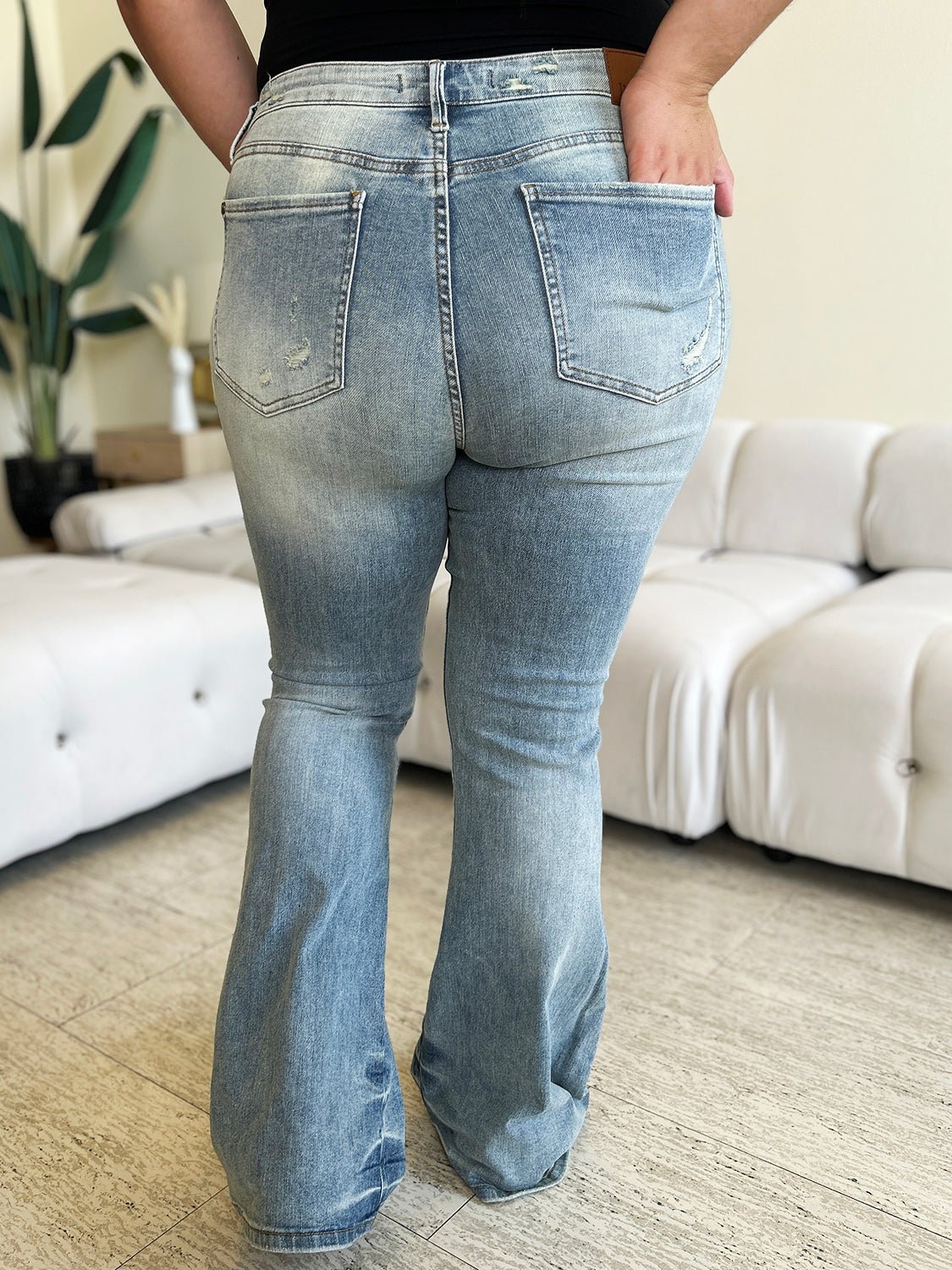 Judy Blue Full Size Mid Rise Flare Jeans - Too Dimes Boutique