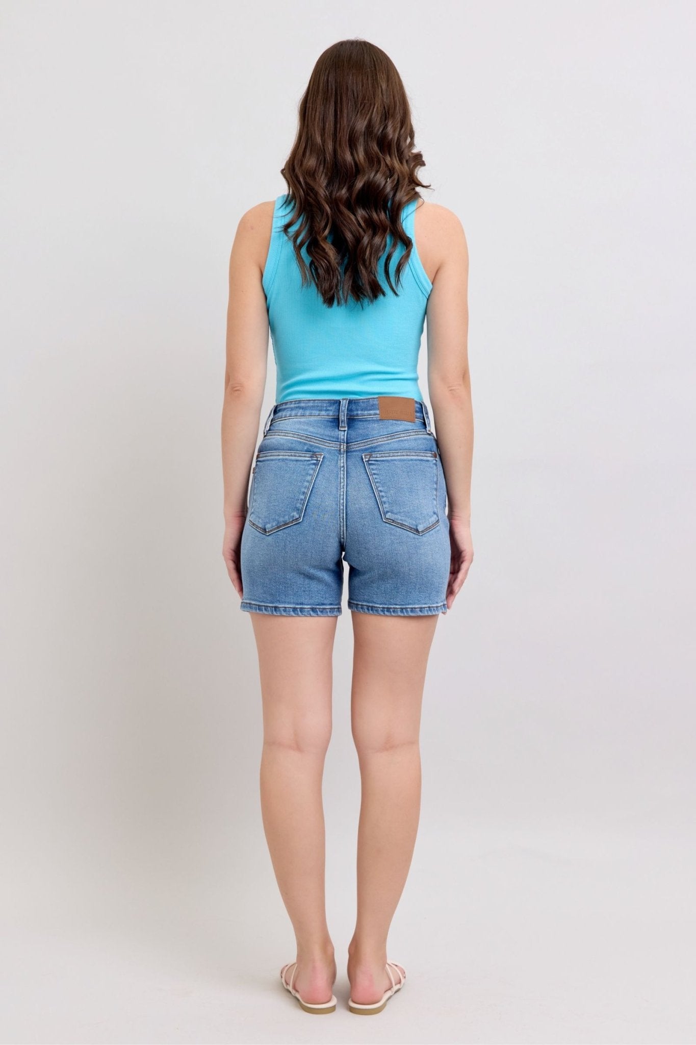 Judy Blue Full Size 2 Button Denim Shorts with Pockets Plus Size - Too Dimes Boutique