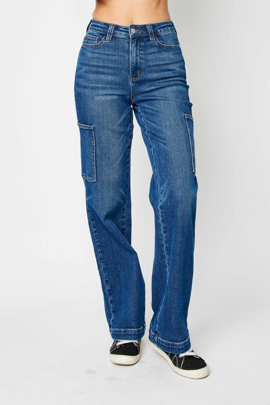 Judy Blue Full Size High Waist Cargo Jeans - Too Dimes Boutique
